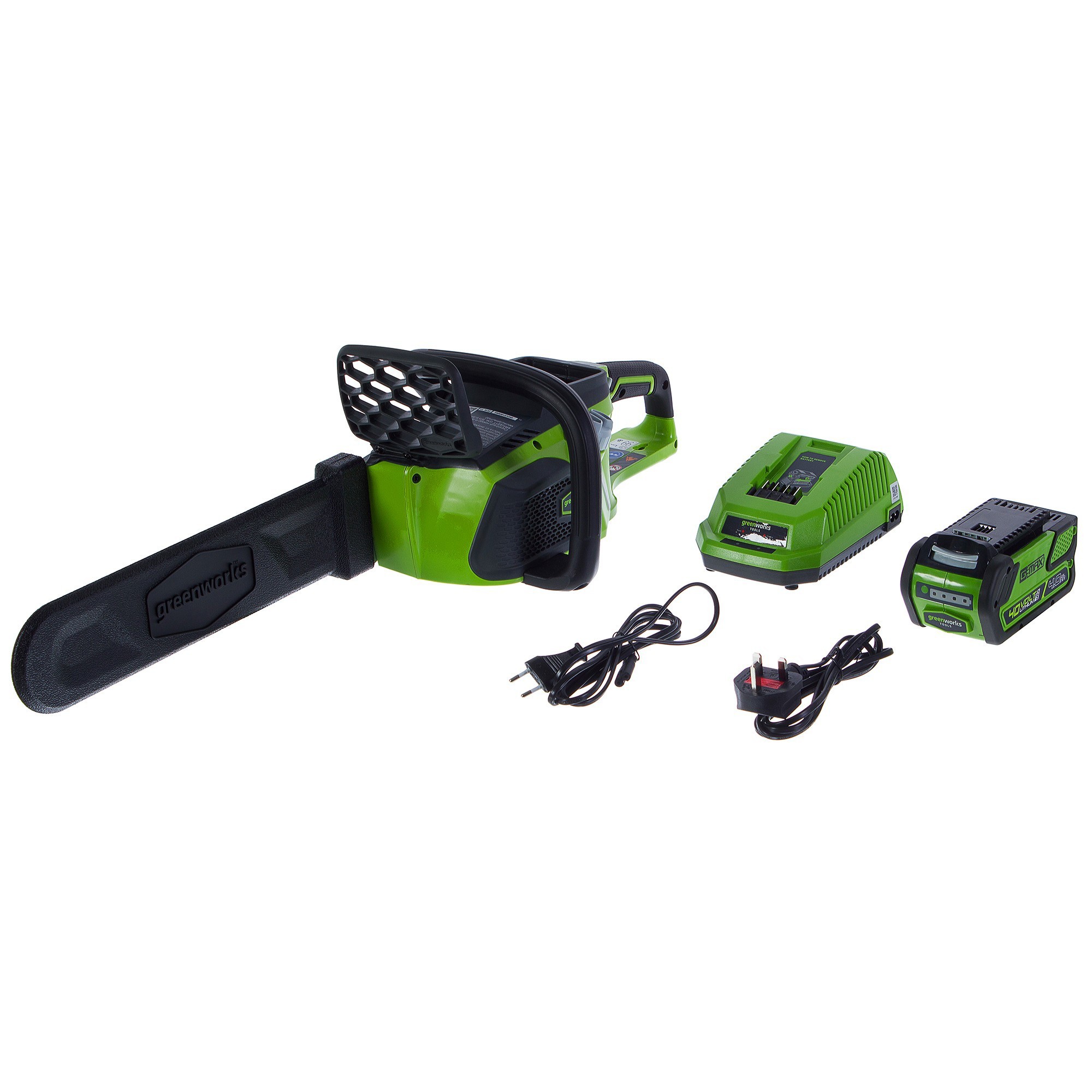 Изображение товара Аккумуляторная пила GreenWorks, 40 В шина 40 см АКБ и ЗУ в комплекте