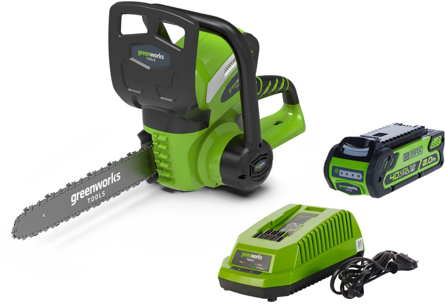 Изображение товара Аккумуляторная пила Greenworks 20117UA 40 В, шина 30 см, АКБ и ЗУ в комплекте