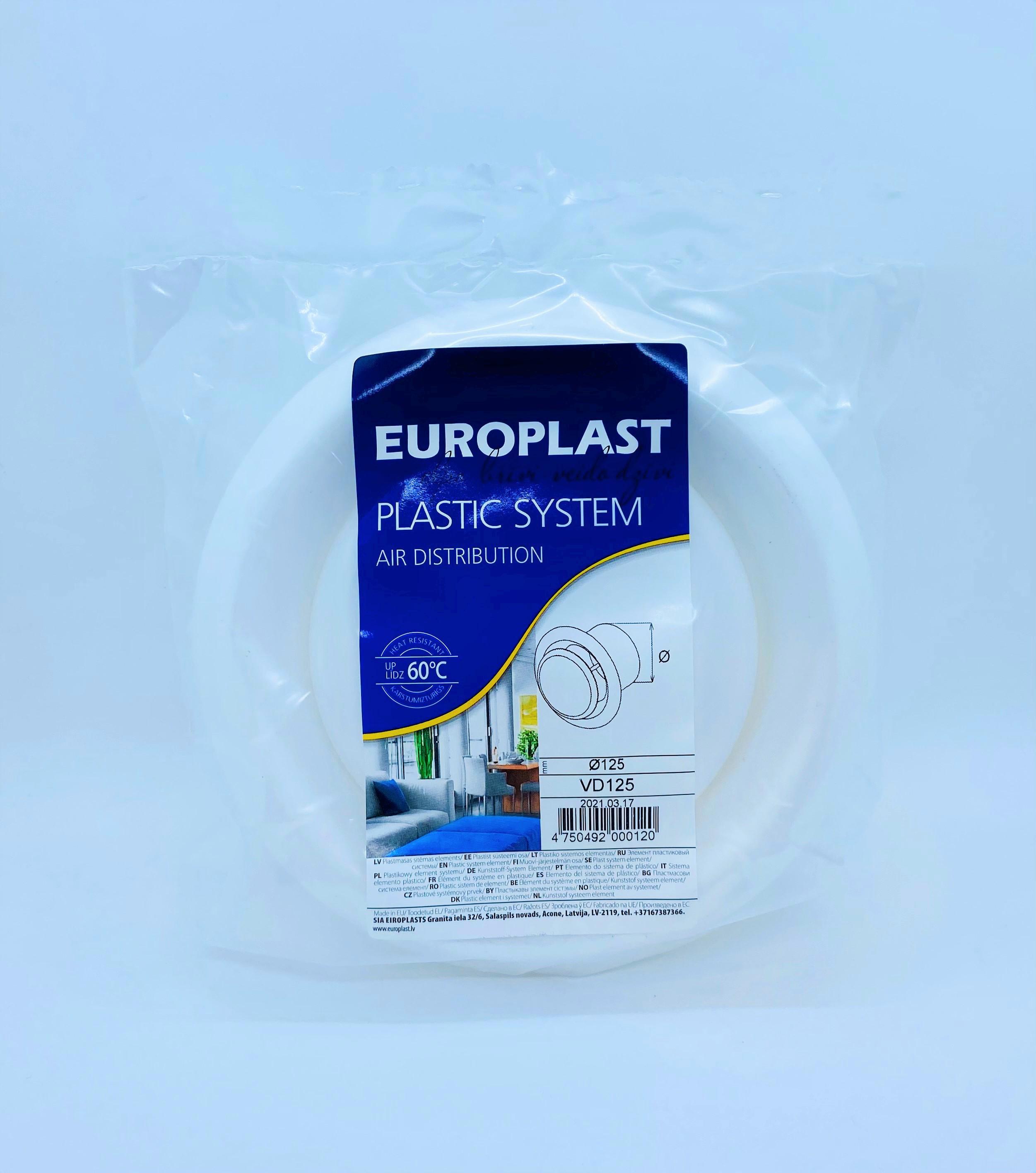 Изображение товара Анемостат Europlast VD D125 мм пластик цвет белый