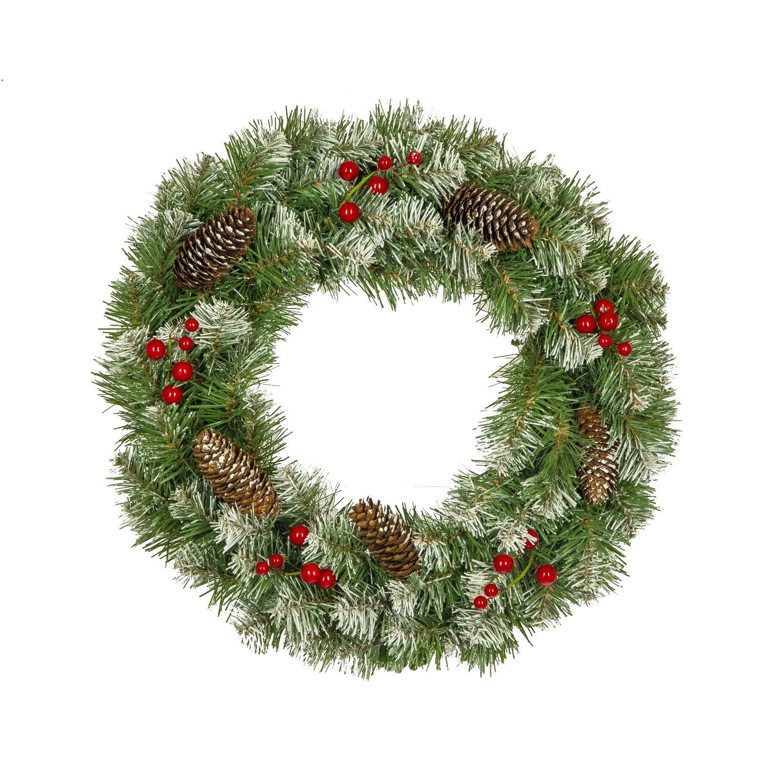 Изображение товара Рождественский венок Елкиторг 40см из ПВХ зеленый без заснеженности для украшения дома