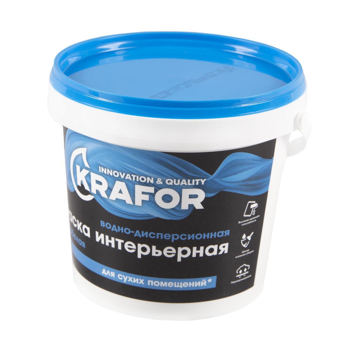 Изображение товара Краска для стен и потолков для сухих помещений KRAFOR 42169 цвет белый 1.5 кг Изображение товара Краска для стен и потолков для сухих помещений KRAFOR 42169 цвет белый 1.5 кг