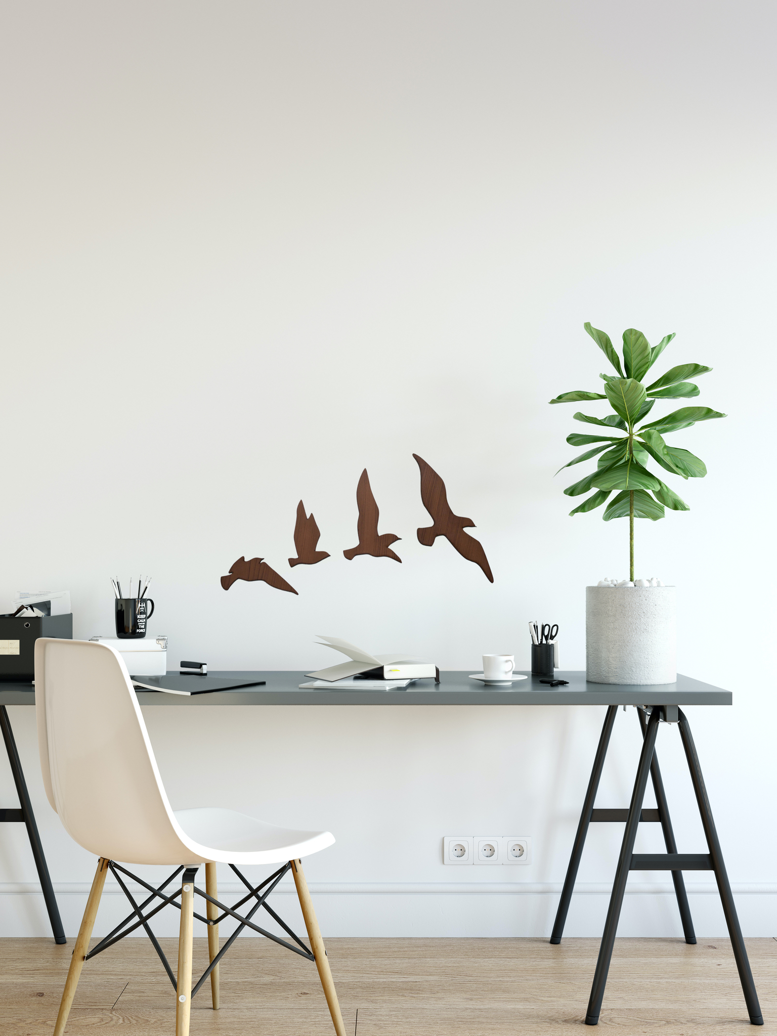 Изображение товара AFI DESIGN Птицы мини — панно из ХДФ 4 части орех