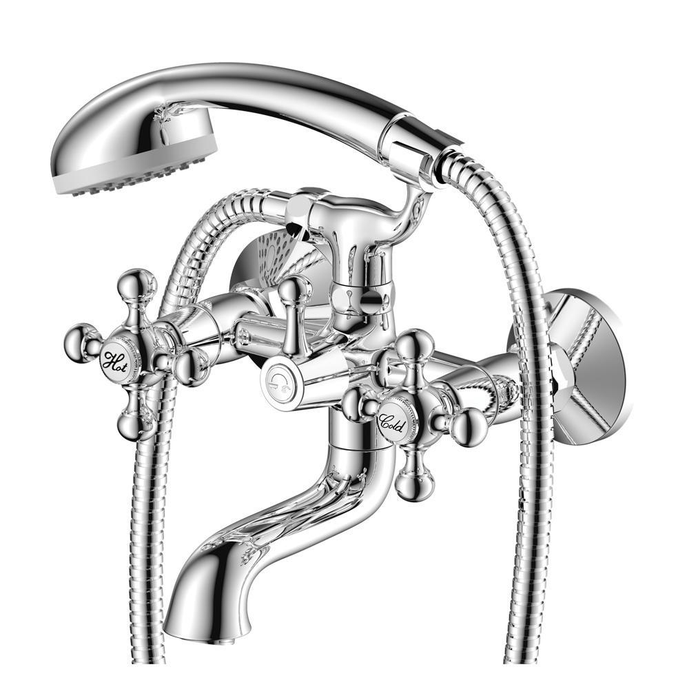 Изображение товара Двухвентильный смеситель для ванны Girona 01201GR хром с душевым гарнитуром