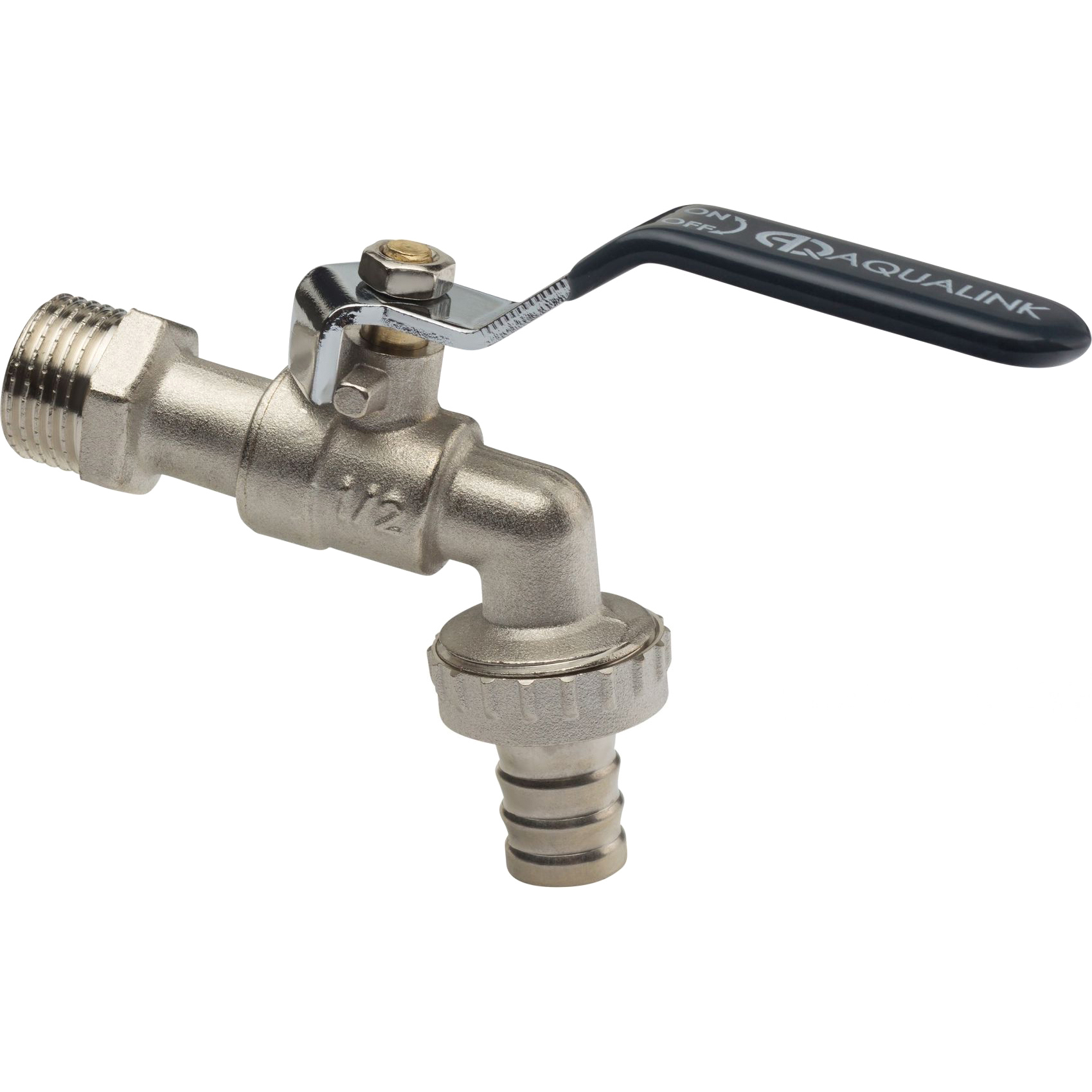 Изображение товара Кран шаровой водоразборный Aqualink 1/2" латунный никелированный
