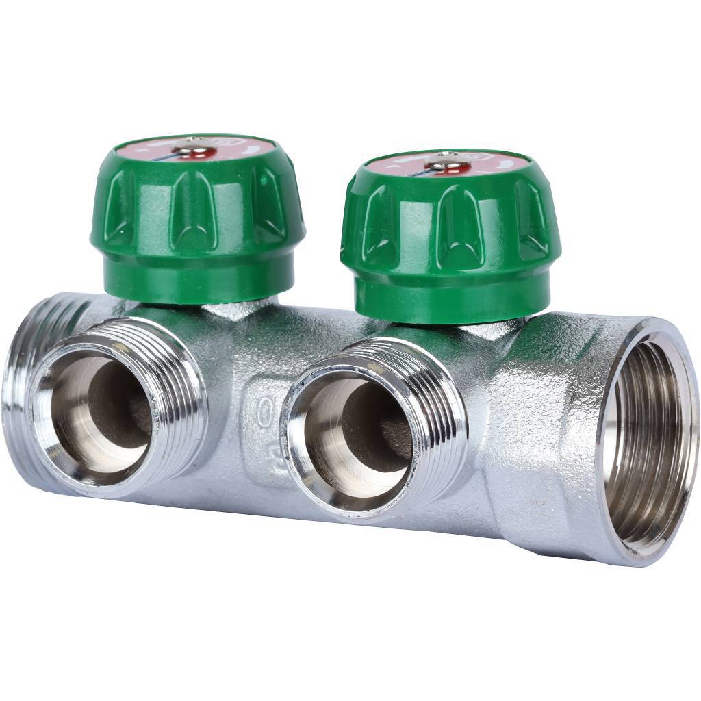 Изображение товара Коллектор регулирующий STOUT 1 дюйм 2 отвода 3/4 дюйма