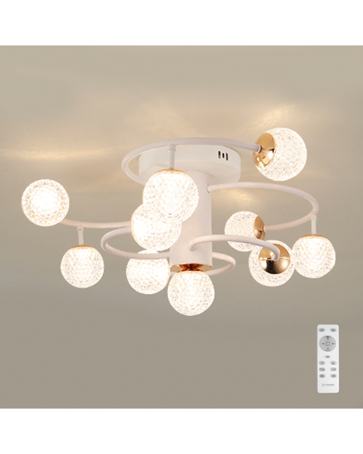 Изображение товара Светодиодная люстра Estares LaLUNA на штанге с пультом 25 м² белый с золотом