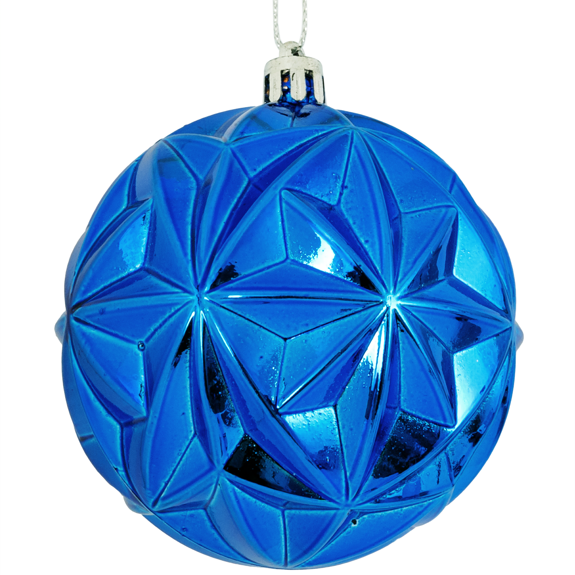 Изображение товара Елочный шар граненый ø8 см пластик синий
