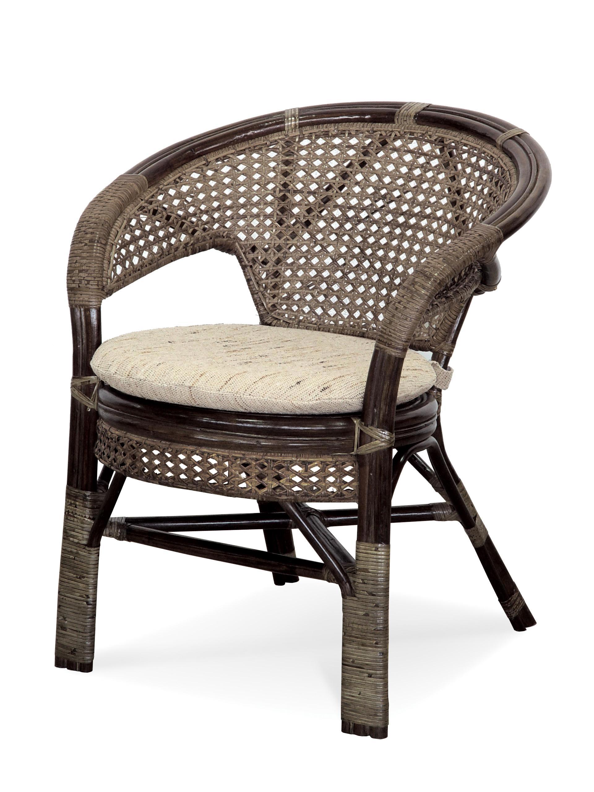 Изображение товара Кресло из натурального ротанга VINOTTI в темном коньяке с подушкой