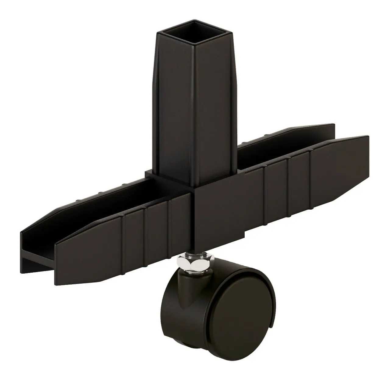 Коннектор 3 2D с колесной опорой для профилей Лофт 15x15 мм пластик черный