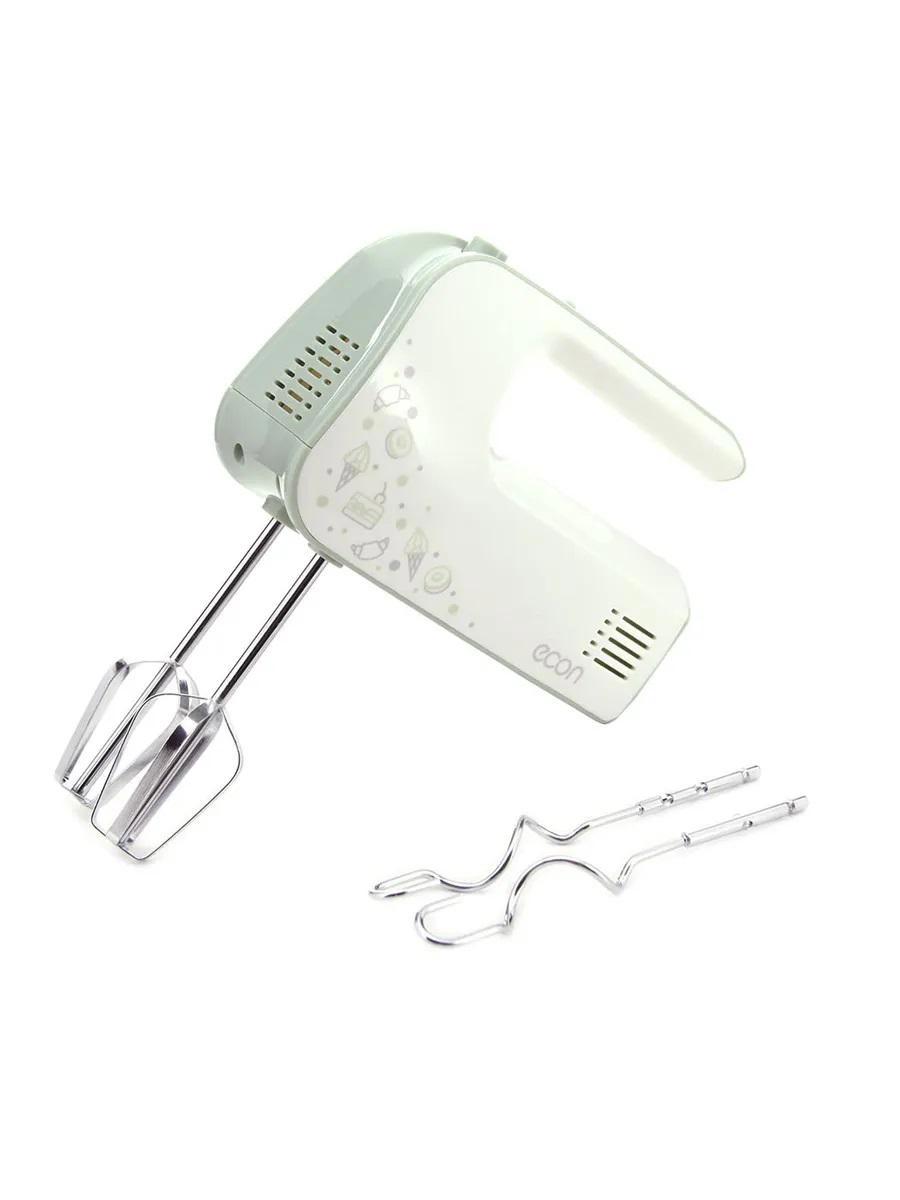 Изображение товара Ручной миксер Econ ECO-103MX 5 скоростей бело-зеленый для взбивания теста и крема