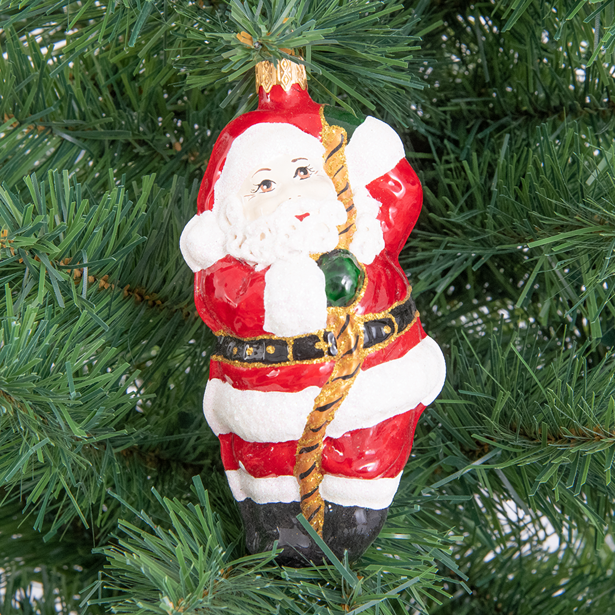Изображение товара Ёлочное украшение Санта 10 см из стекла для новогоднего декора
