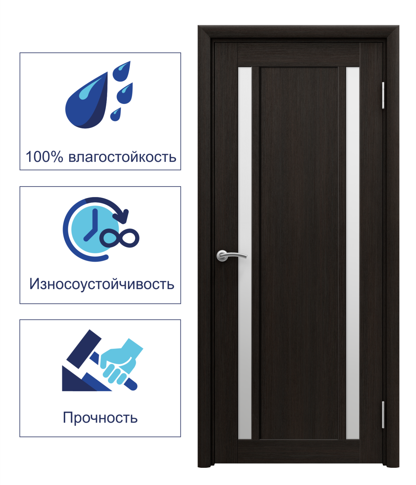 Изображение товара Дверь межкомнатная Sei остекленная ПВХ-плёнка цвет венге 200x90см Изображение товара Дверь межкомнатная Sei остекленная ПВХ-плёнка цвет венге 200x90см