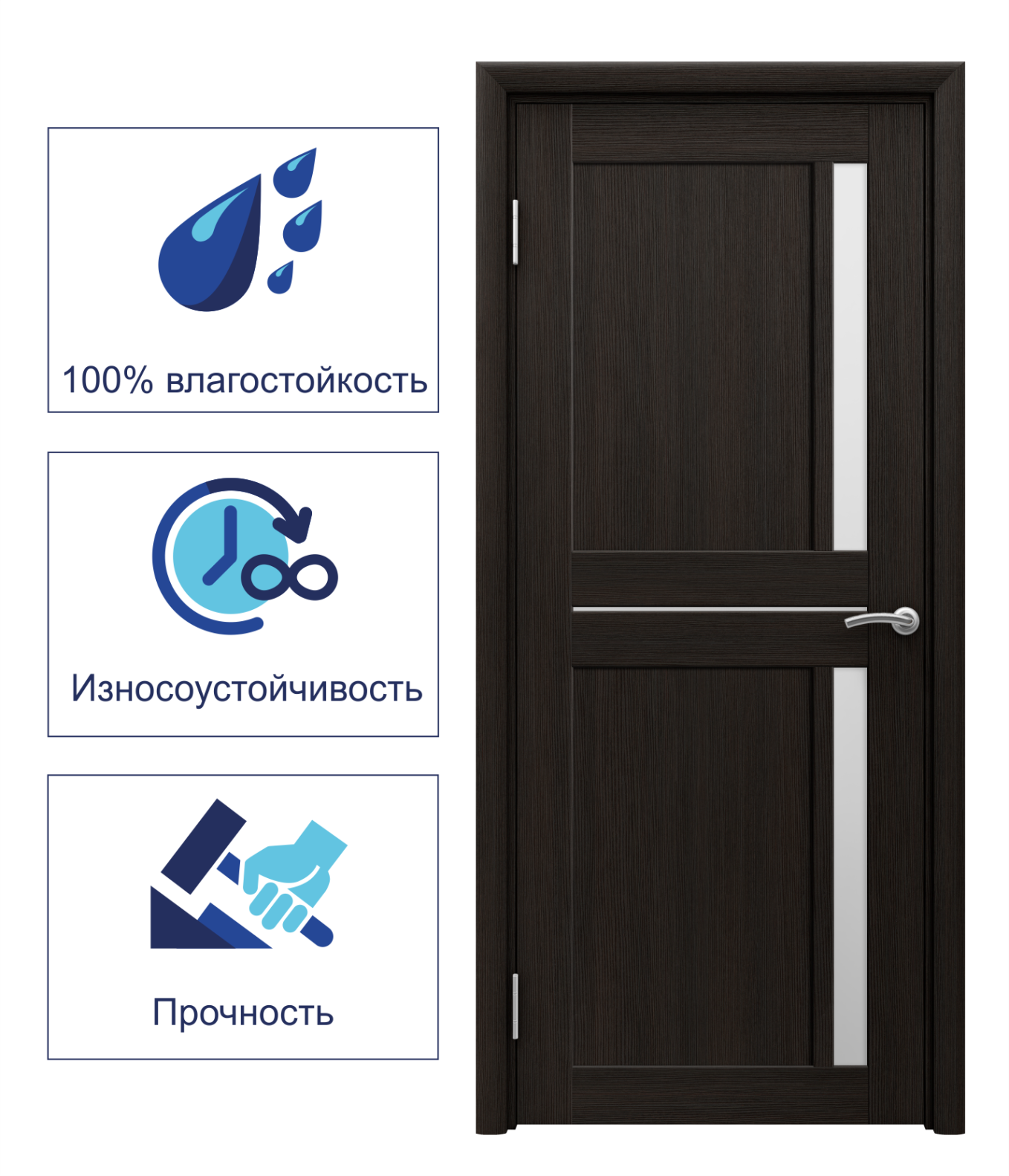 Изображение товара Дверь межкомнатная Quinto остекленная ПВХ-плёнка цвет венге 200 x 90см Изображение товара Дверь межкомнатная Quinto остекленная ПВХ-плёнка цвет венге 200 x 90см