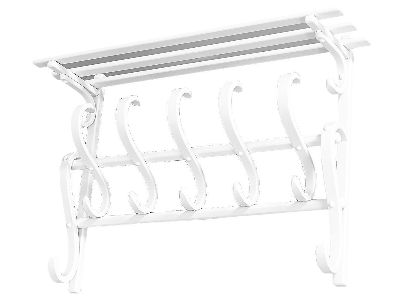 Изображение товара Настенная деревянная вешалка МЕБЕЛИК В7Н с полкой 88x62x23 см белая