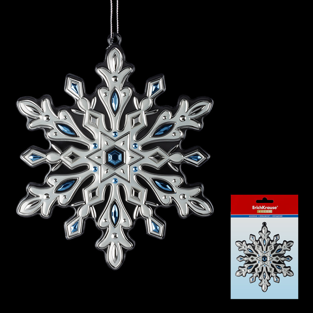 Изображение товара Яркая объемная елочная игрушка ERICHKRAUSE Decor 49591 серебряная окантовка 21x15см