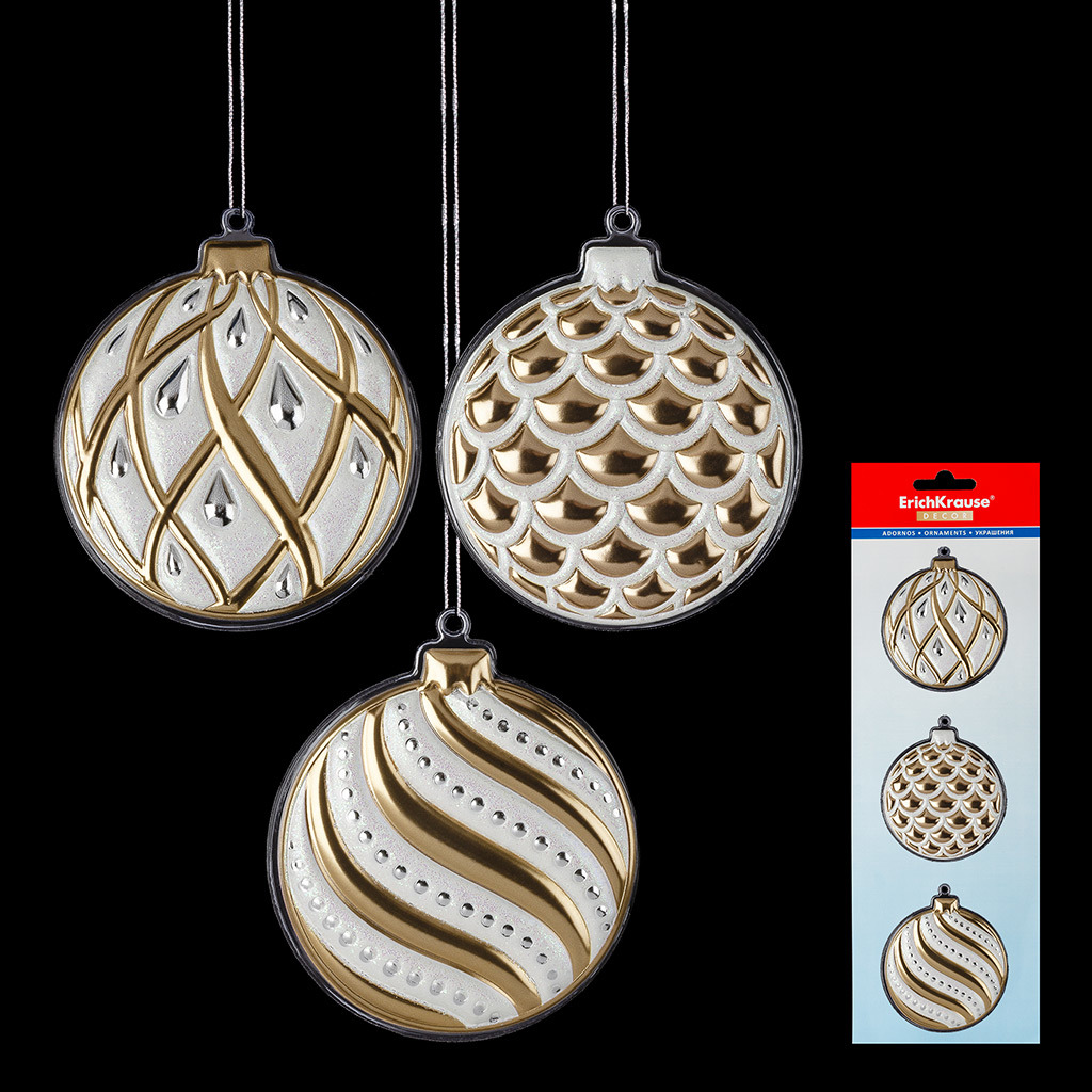 Изображение товара Ёлочная игрушка ErichKrause Decor 49594, 3шт, 31 см, разноцветные