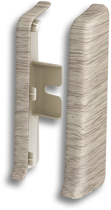 Заглушка для плинтуса левая и правая "Сосна Снежная", высота 80 мм, 2 шт.