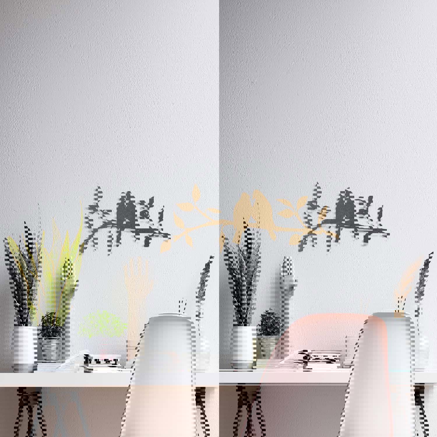 Изображение товара Панно AFI DESIGN Птицы на ветке, коричневое 55x23 см