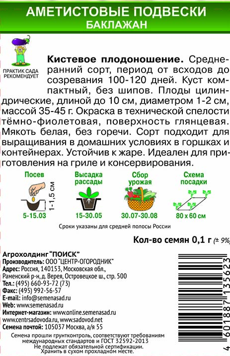 Баклажан Аметистовые подвески 0.1 г - 1