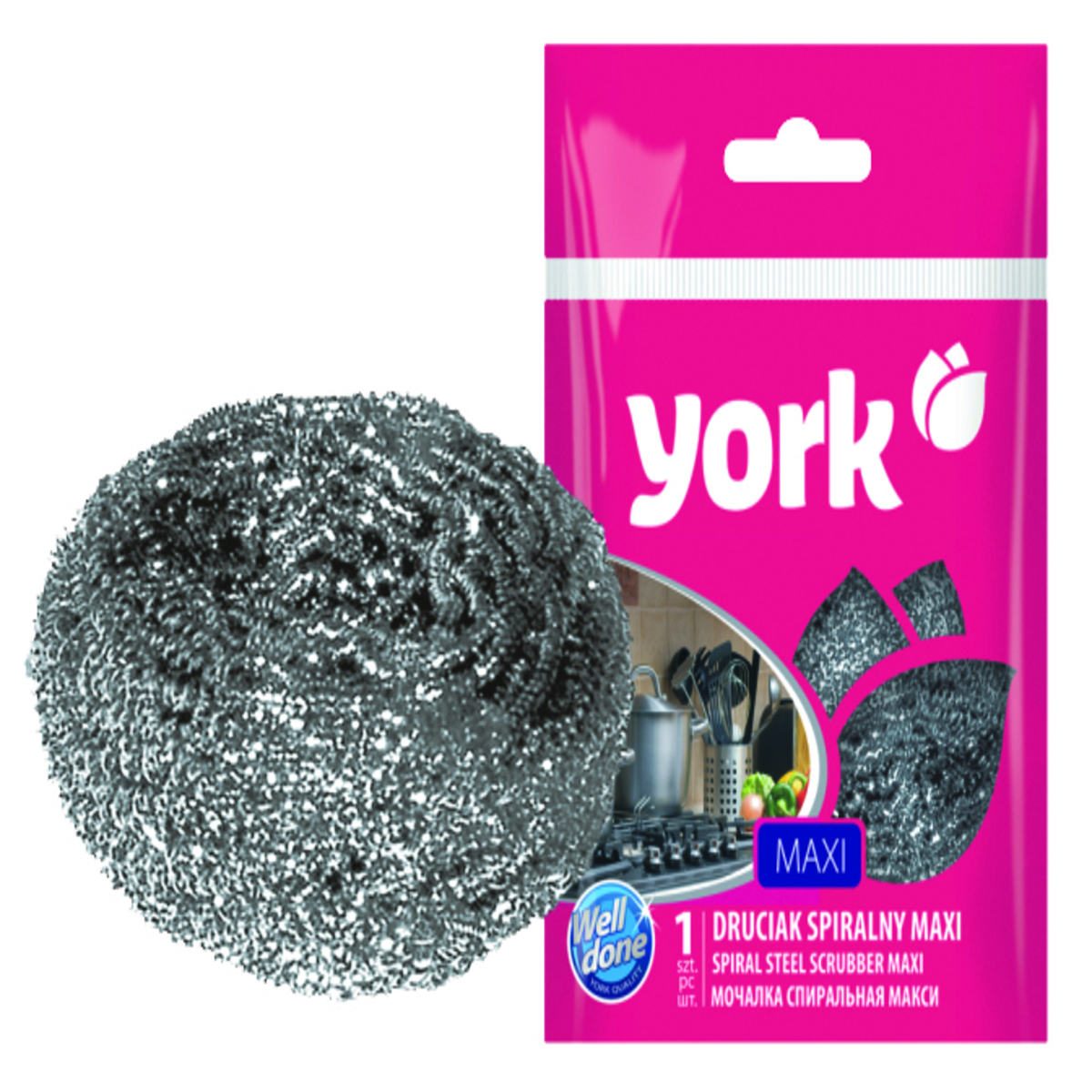 Изображение товара Губка York Макси спираль из нержавеющей стали 1 шт Изображение товара Губка York Макси спираль из нержавеющей стали 1 шт