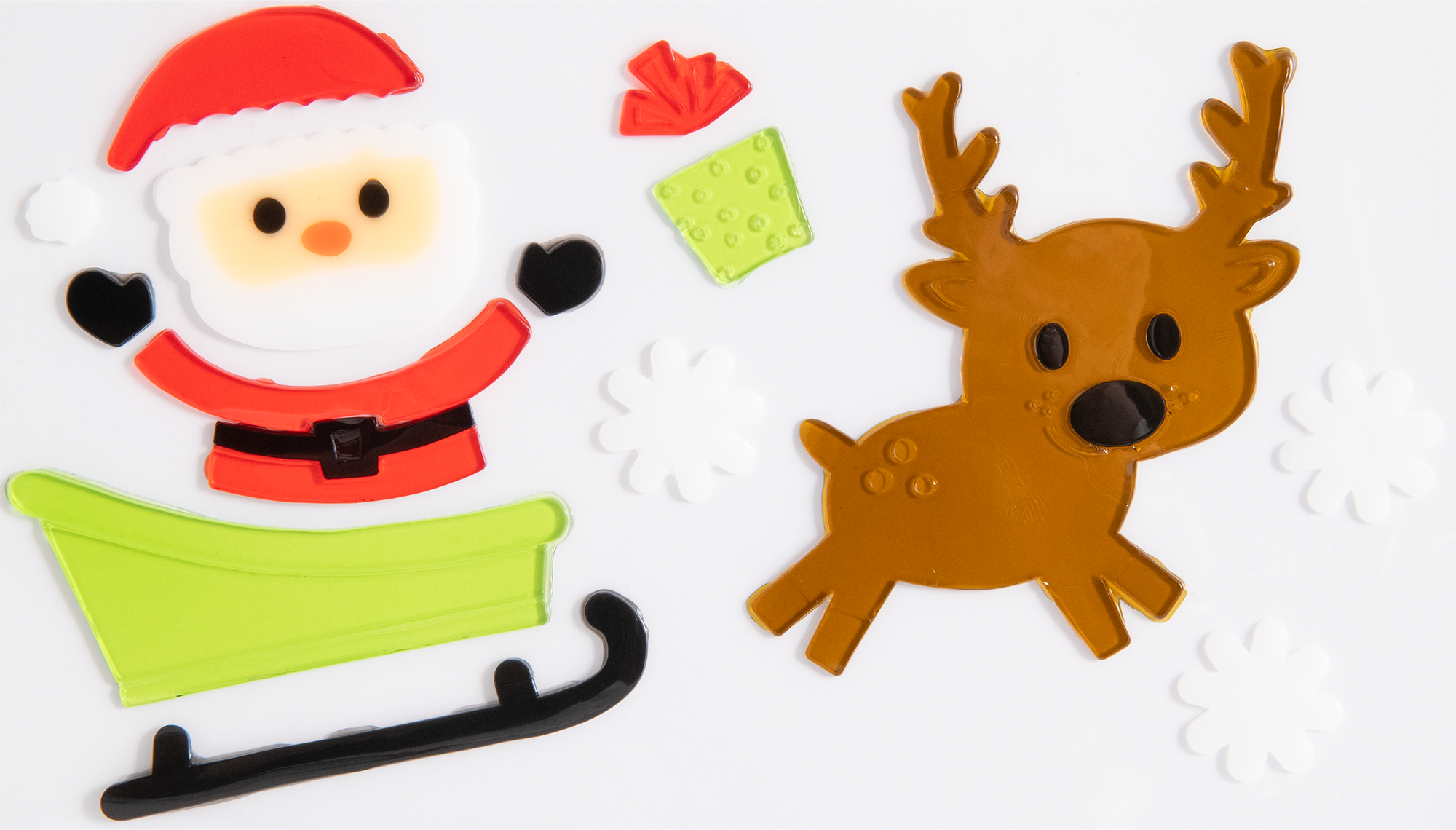 Изображение товара Набор новогодних наклеек Дед Мороз на санях для праздничного декора 25x15 см