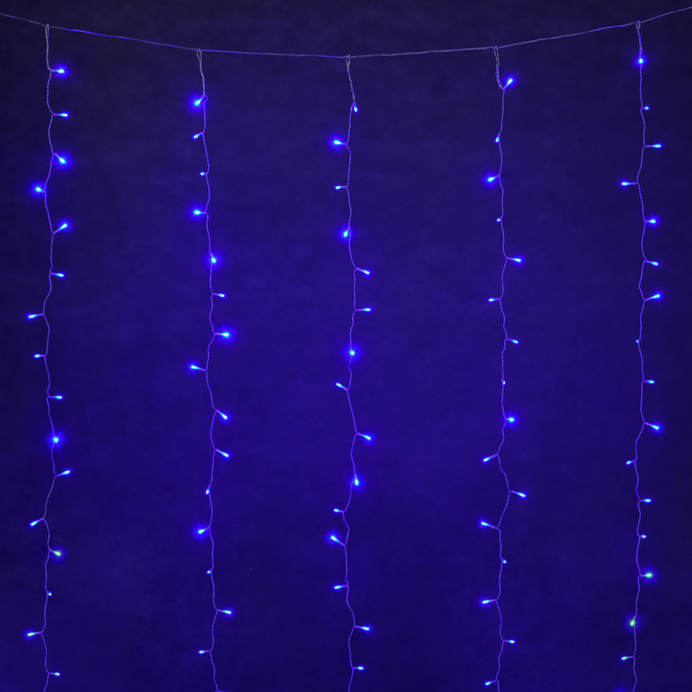 Изображение товара Электрогирлянда универсальная Vegas занавес 1.5х1.5м ламп синий свет 8 режимов работы