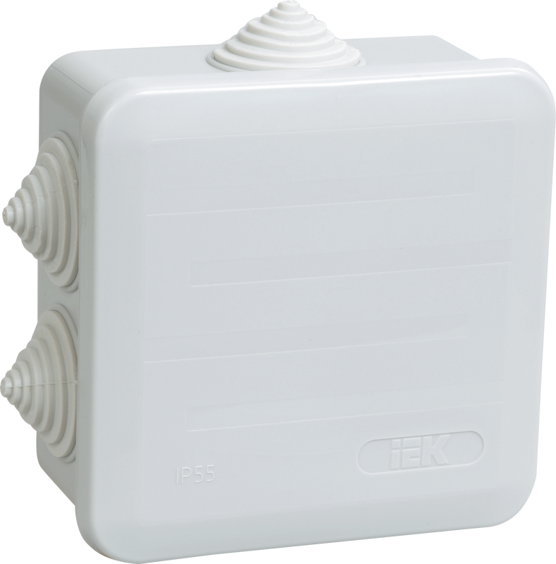 Изображение товара Распределительная коробка открытая IEK 100x100x50 мм 3 ввода IP55 цвет серый