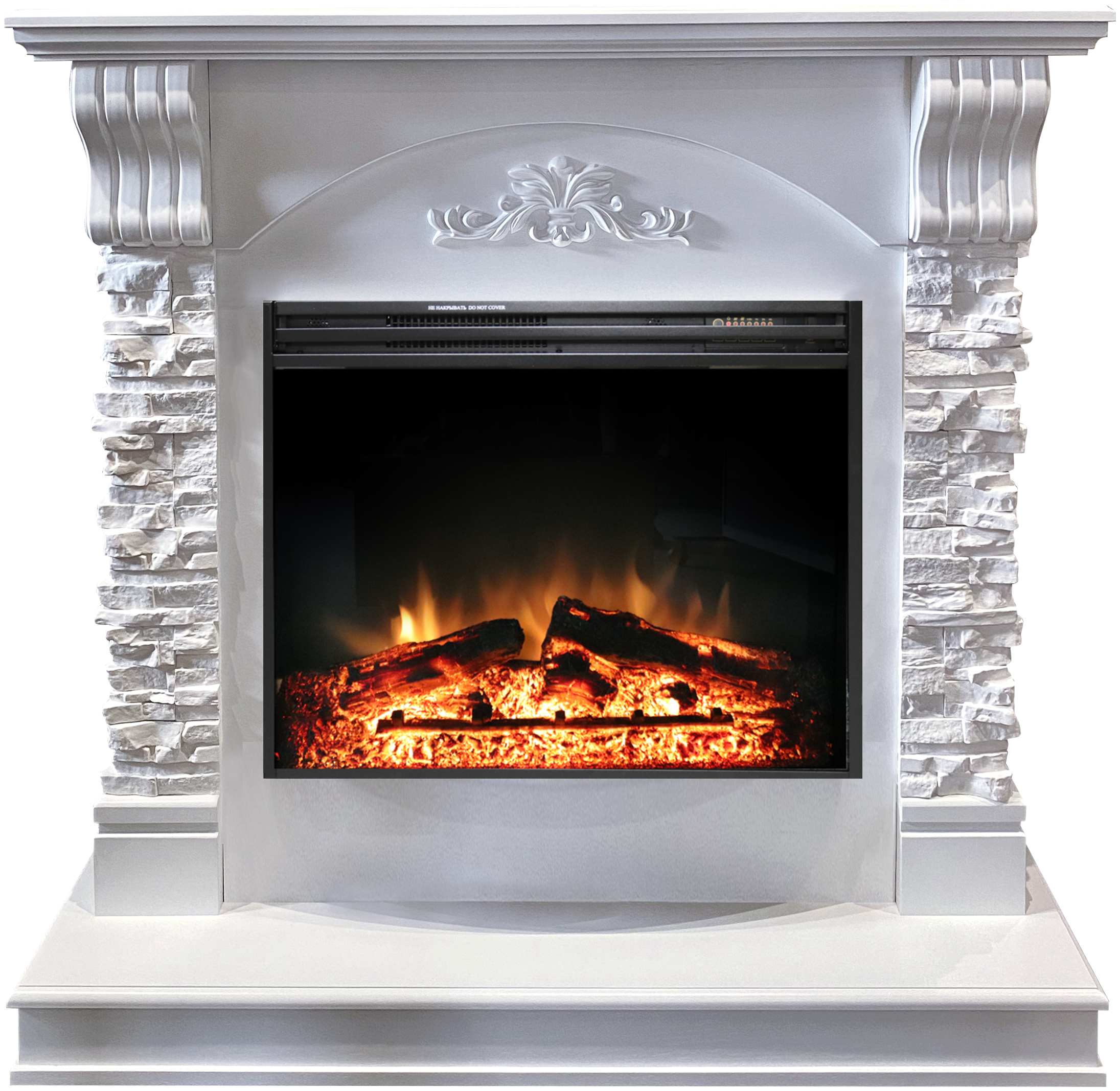 Изображение товара Каминокомплект Royal Flame Prague с электроочагом Jupiter, 20 м², белый, 1800 Вт