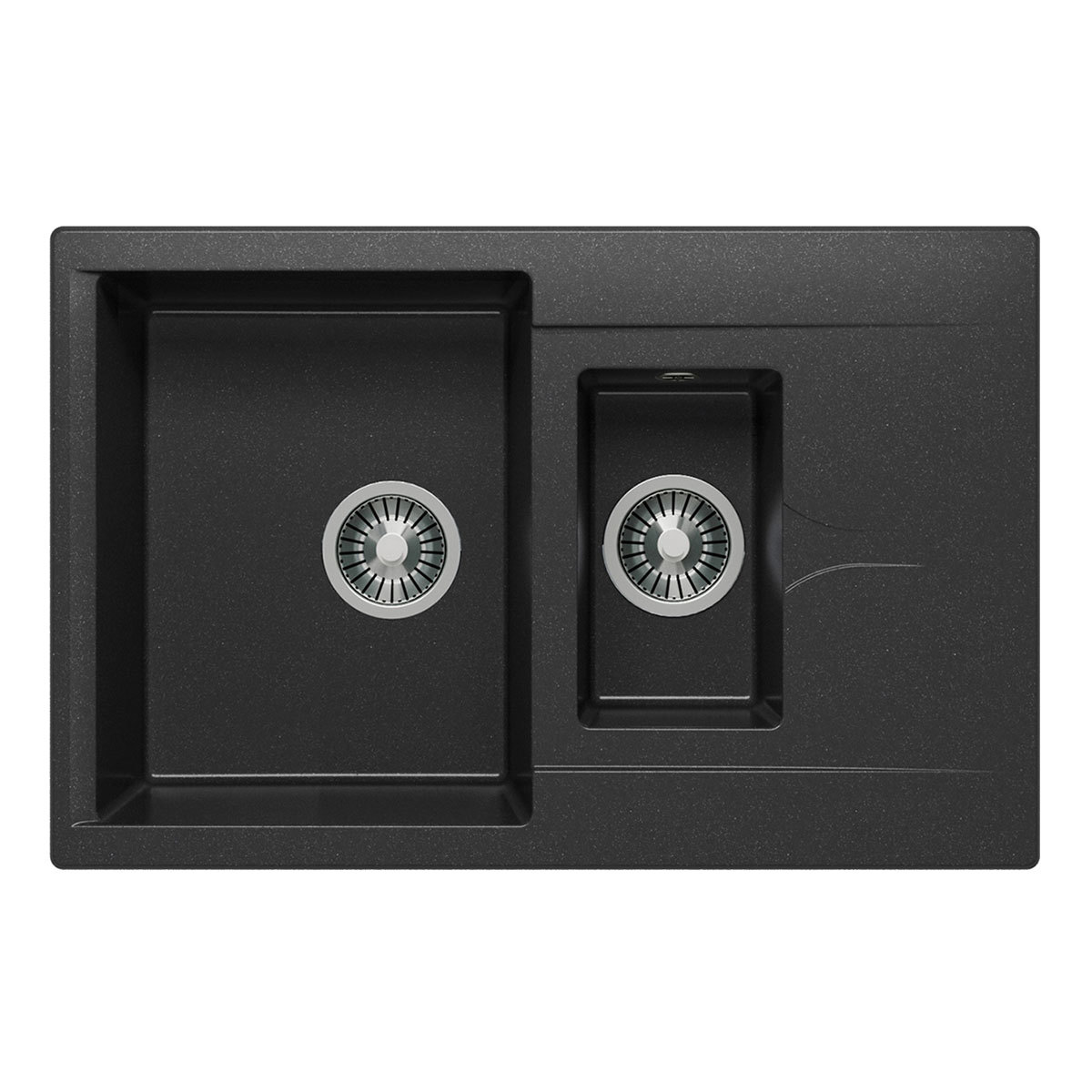 Изображение товара Мойка для кухни POLYGRAN Brig-770 черная матовая двухчашечная вставная