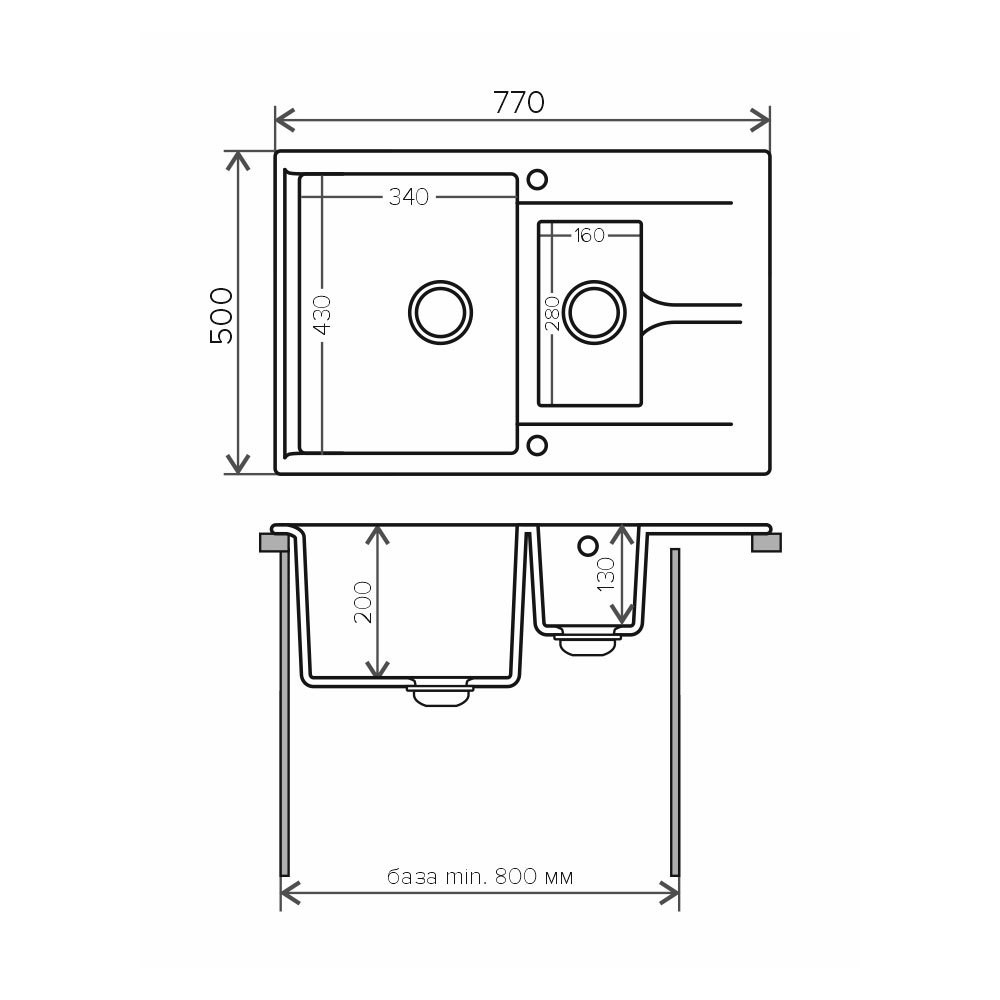 Изображение товара Кухонная мойка из искусственного камня Polygran Brig-770 50x62 см белая