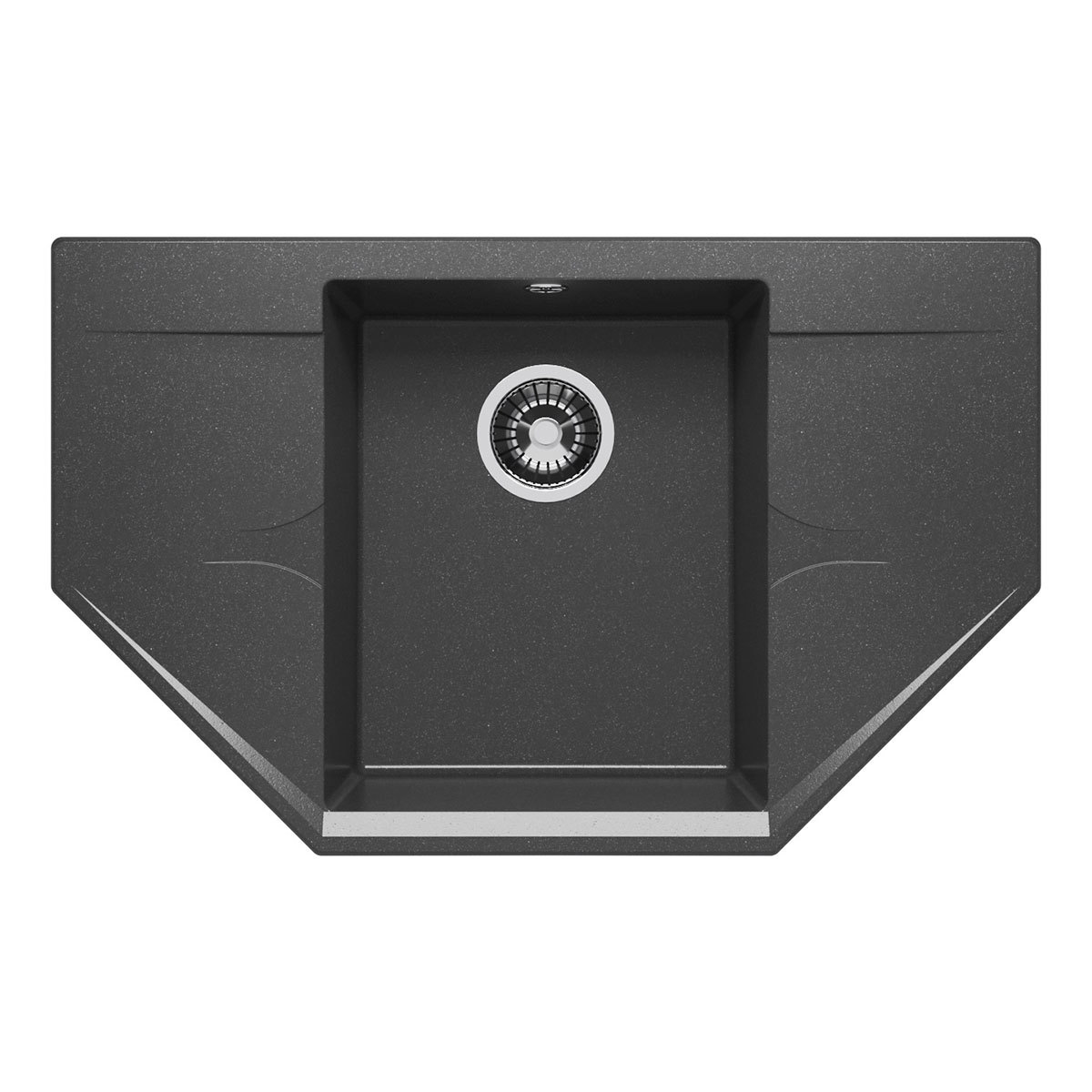 Изображение товара Угловая мойка из искусственного камня POLYGRAN Riff-800 80x50 см черный матовый