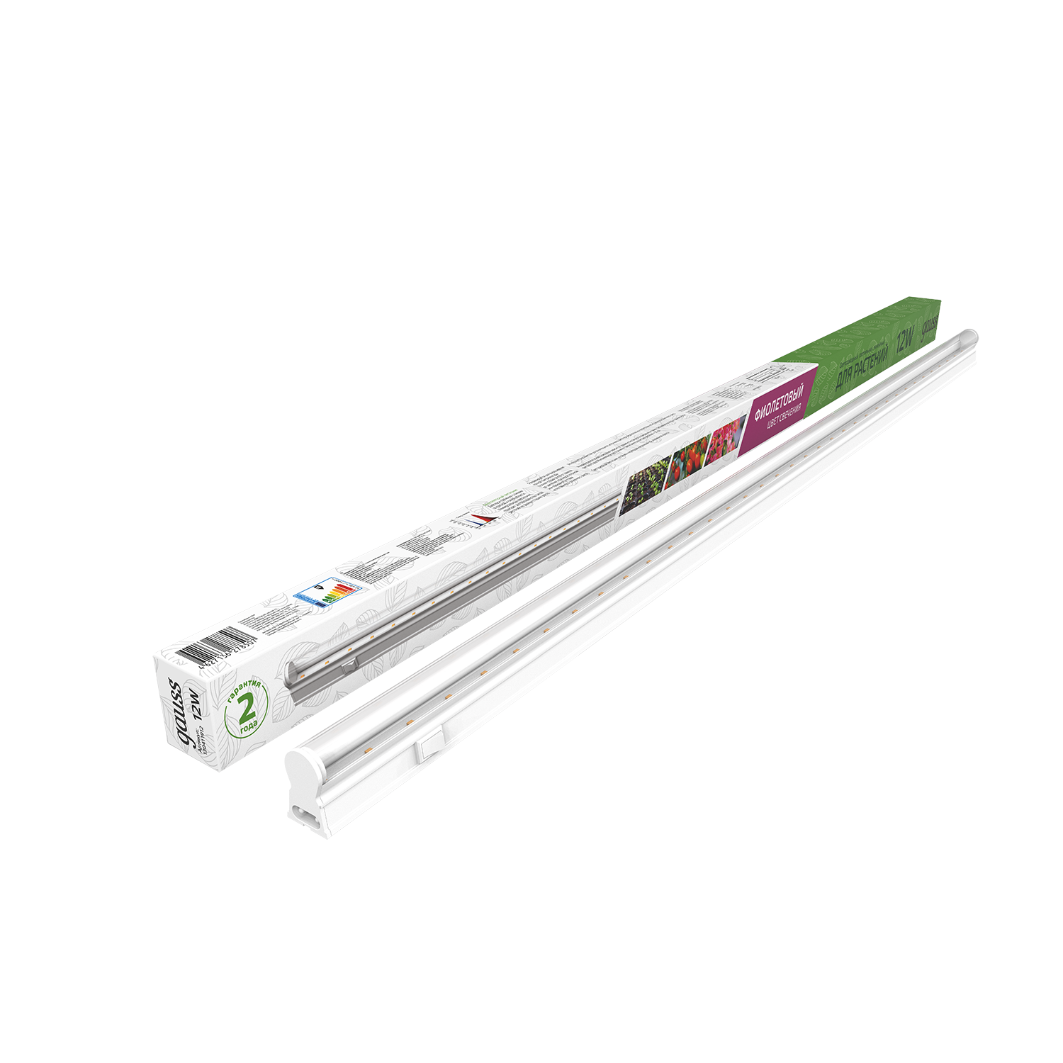 Изображение товара GAUSS Fito линейный фитосветильник 872 мм 12 Вт фиолетовый спектр для рассады