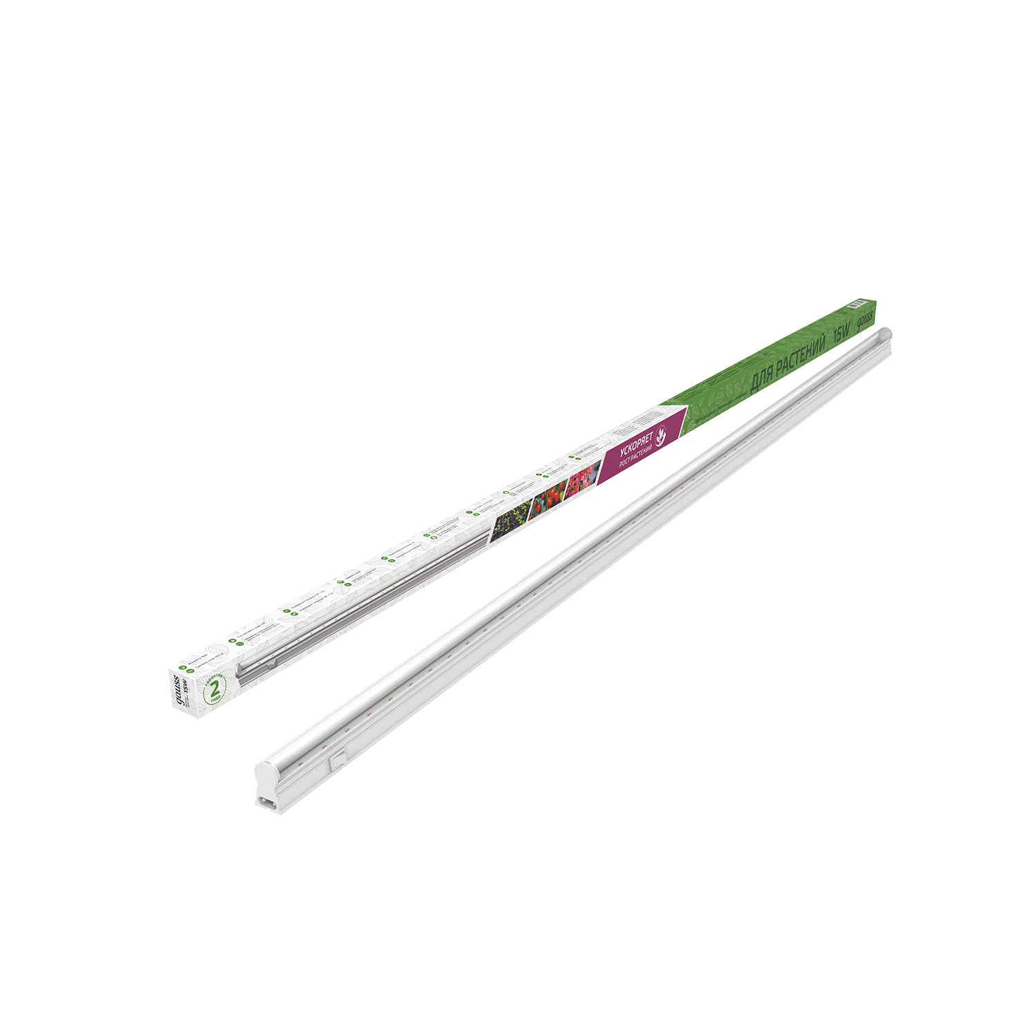 Изображение товара Gauss Fito линейный 1172 мм, 15 Вт, фиолетовый спектр