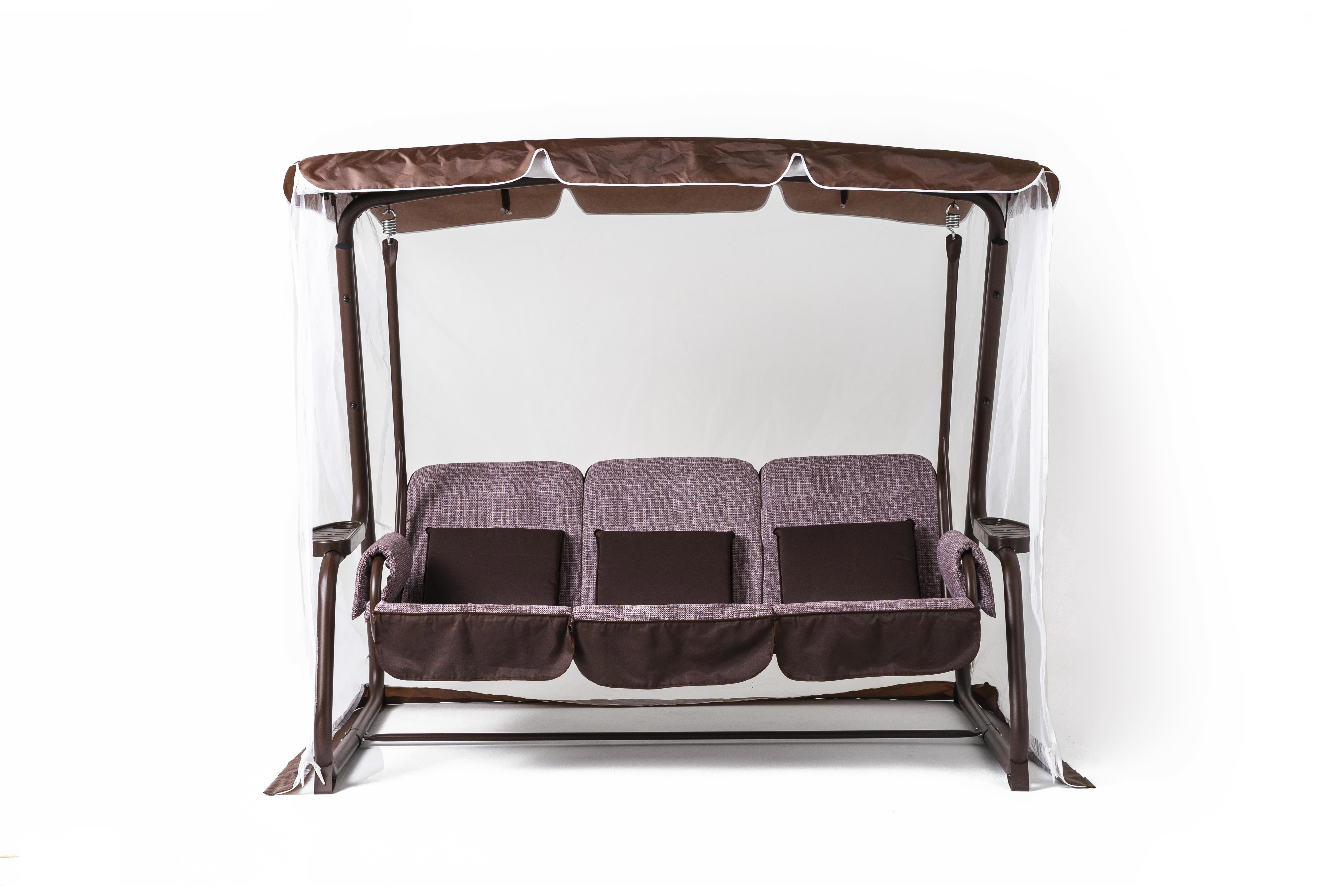 Изображение товара Качели садовые Zalger garden октавия 3-х местный до 300 кг шоколад/бежевый