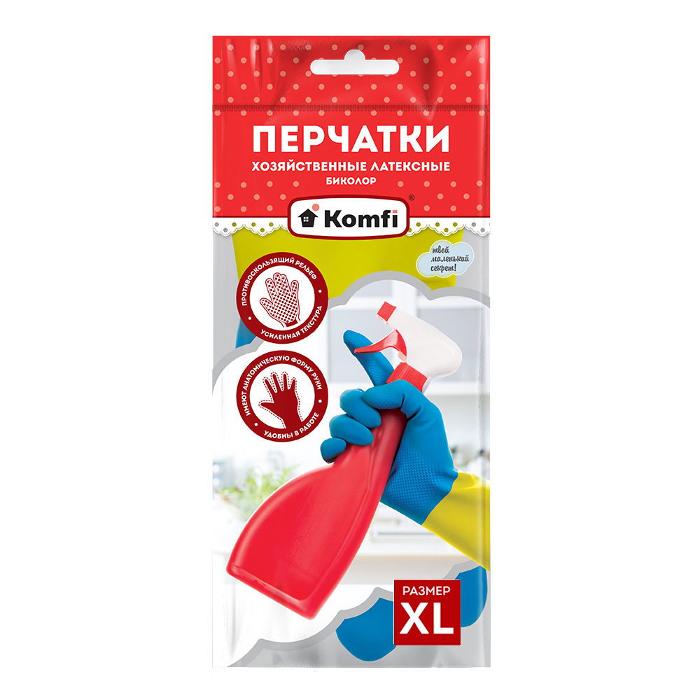 Изображение товара Перчатки латексные Komfi 25819 размер 10 XL 2 шт