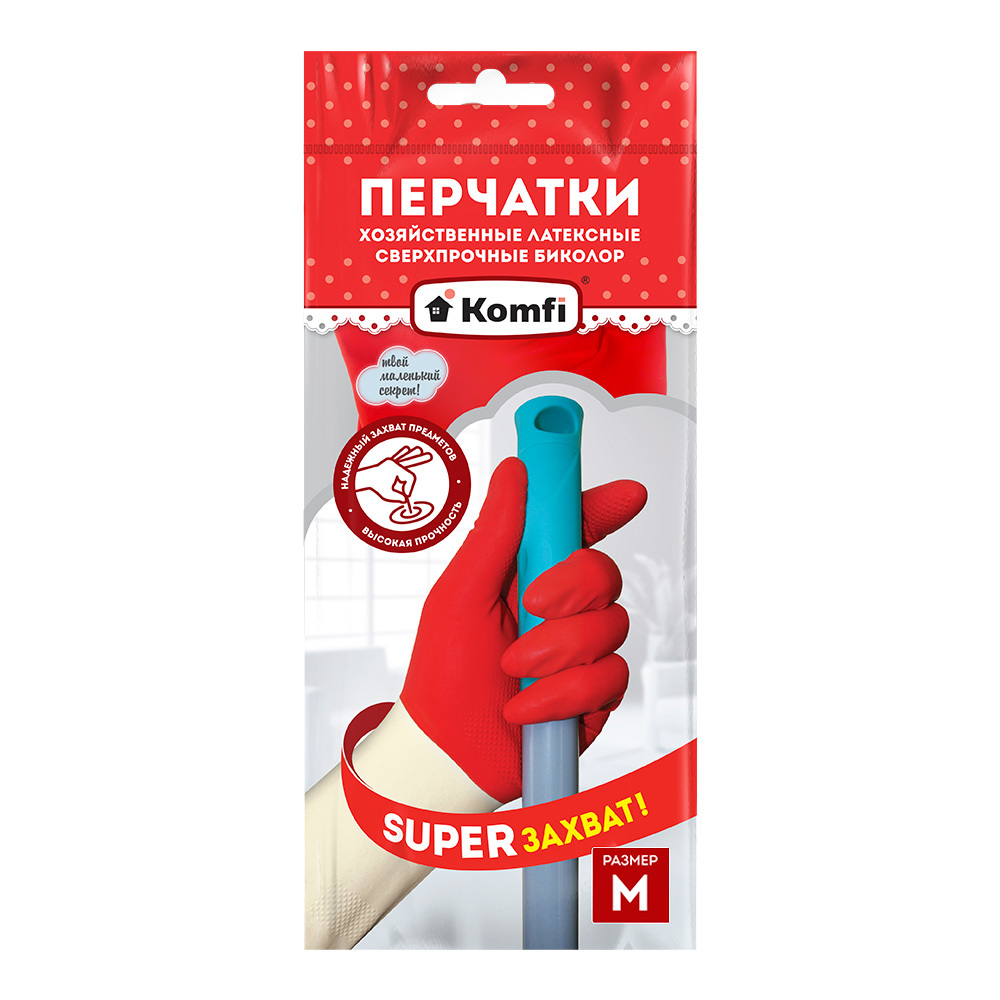 Изображение товара Перчатки латексные Komfi 25813 размер 8 M 2 шт