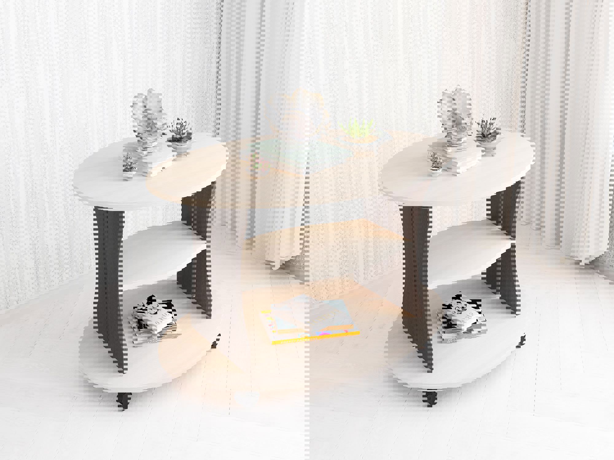 Изображение товара Журнальный столик ТЭКС Консул-1 с овальной столешницей и 3 уровнями