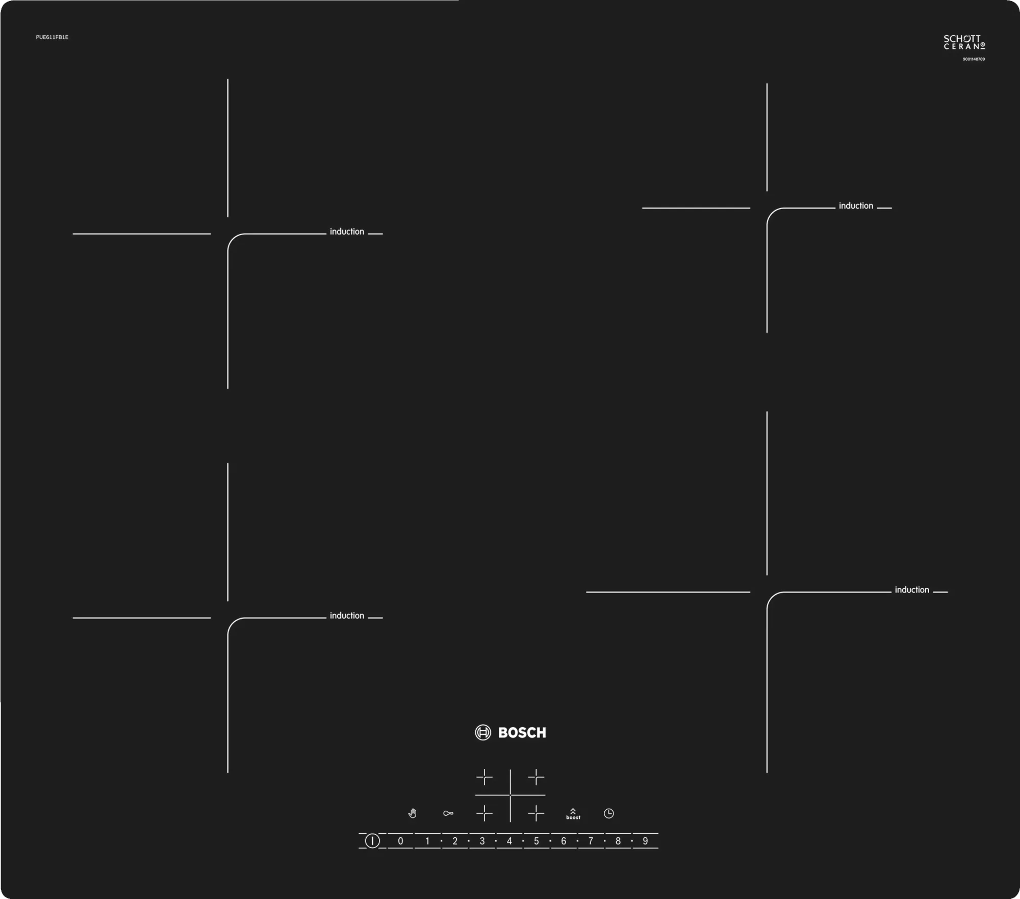 Изображение товара Индукционная варочная панель Bosch Serie 6 PUE611FB1E 60см черный
