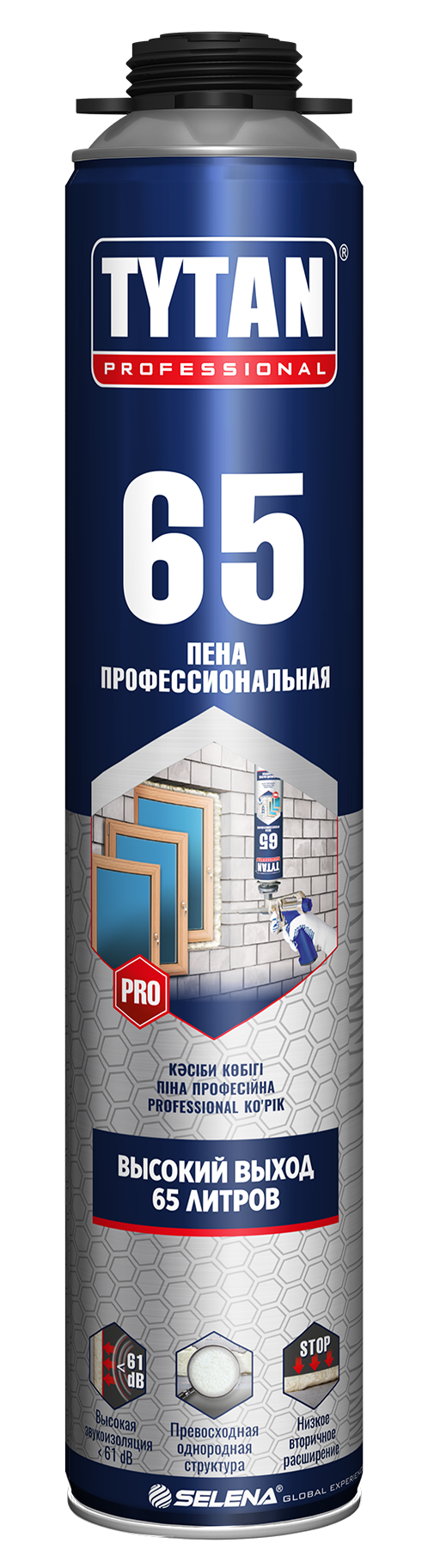 Изображение товара Пена монтажная профессиональная Tytan 65 выход пены 65 л летняя 750 мл
