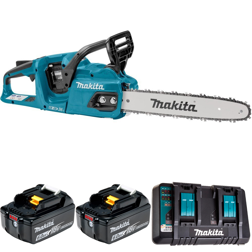 Изображение товара Аккумуляторная цепная пила Makita DUC355PG2 36 В 35 см акб и зум комплект