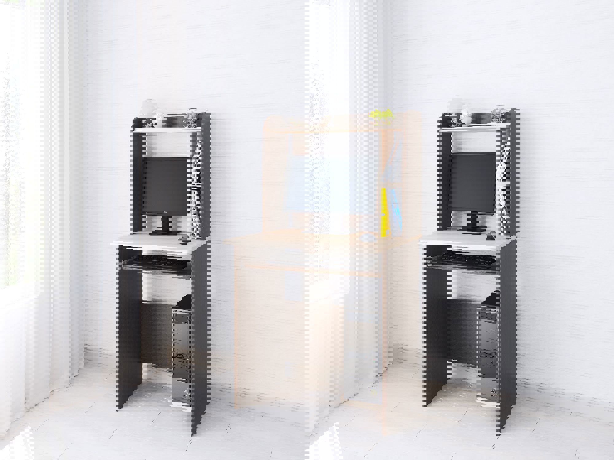 Изображение товара Компактный офисный стол ТЭКС Грета-1 70x130x60 см ЛДСП венге светлый дуб