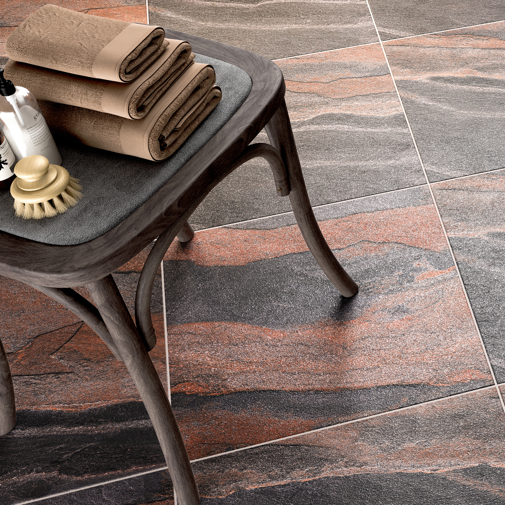 Изображение товара Керамогранит Slate Anthracide 47x47 см матовый черно-красный для пола и наружных работ