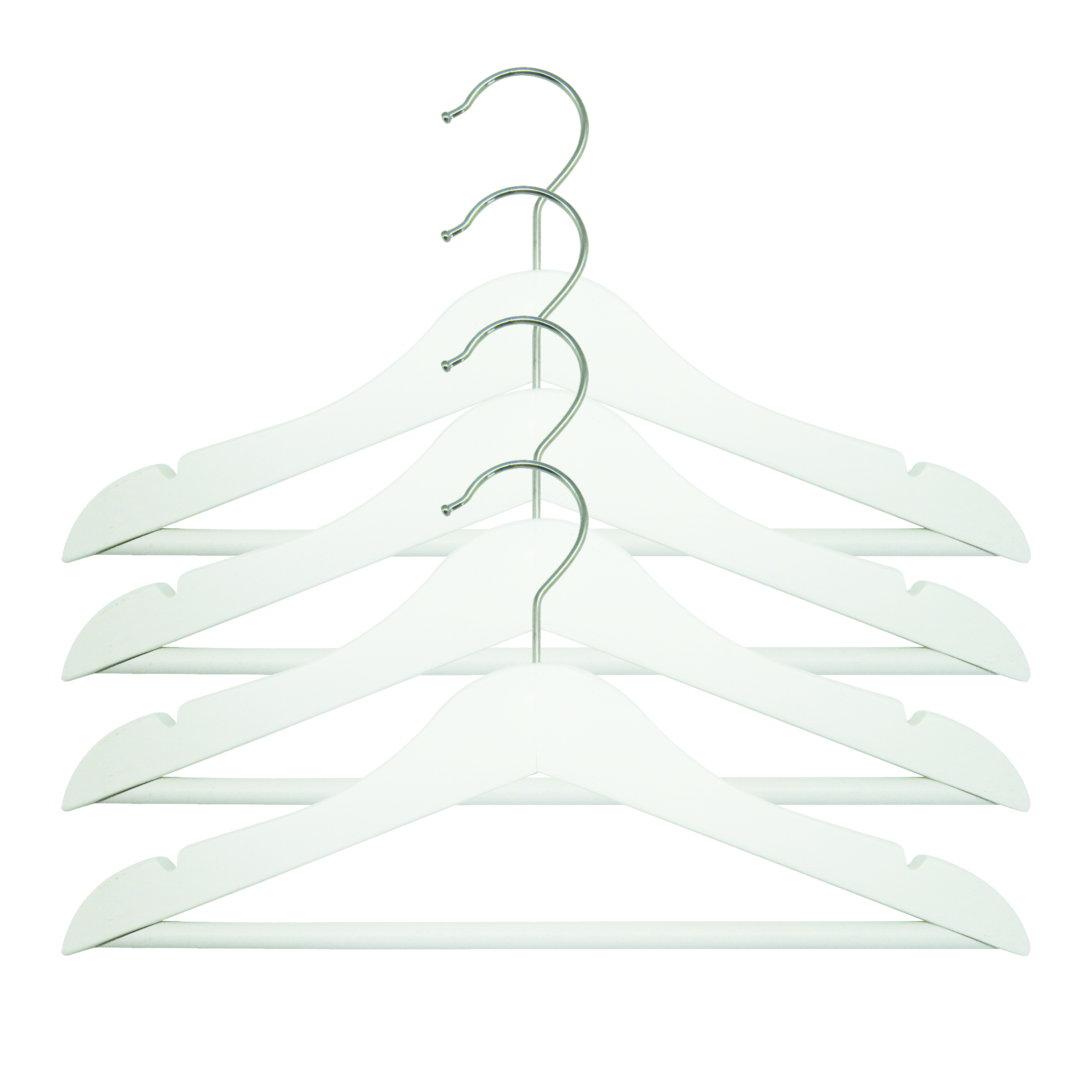 Изображение товара Плечики детские Spaceo 30.5 см дерево/сталь цвет белый 4 шт