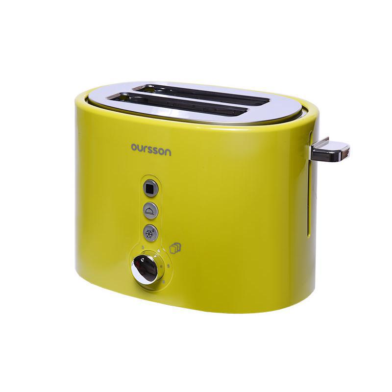 Изображение товара Компактный зеленый тостер Oursson To2110 мощностью 800 Вт для 2 ломтиков