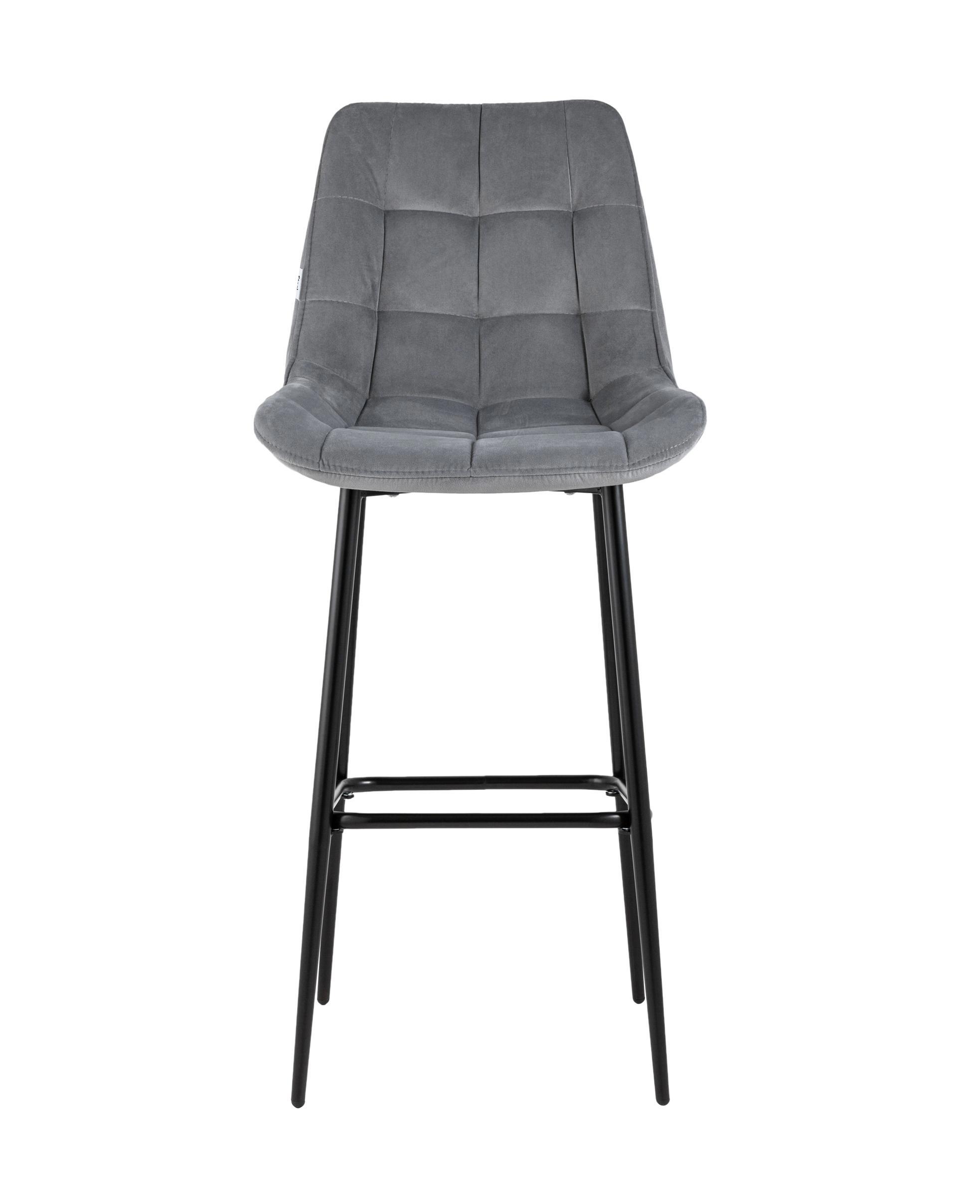 Изображение товара Барный стул в велюре серый 115 см современный дизайн