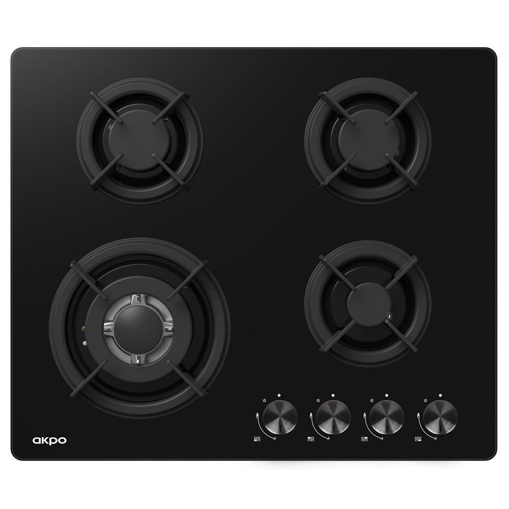 Газовая варочная панель Akpo PGA 604 RGC-T 60 см 4 конфорки цвет черный ...