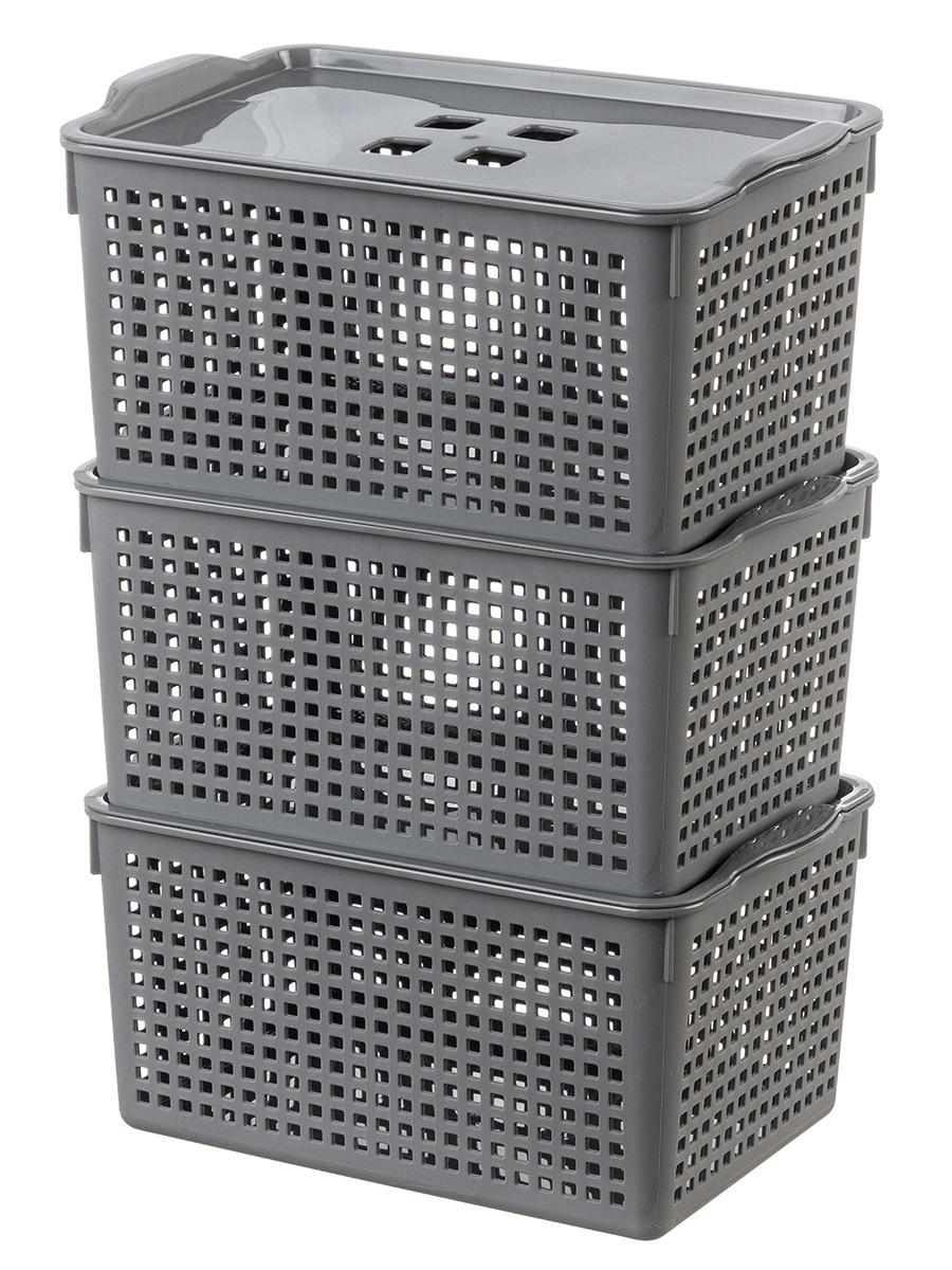 Изображение товара Корзина Violet 811670_3 20.50x23.50x31.50 см серый набор 3 шт Лофт