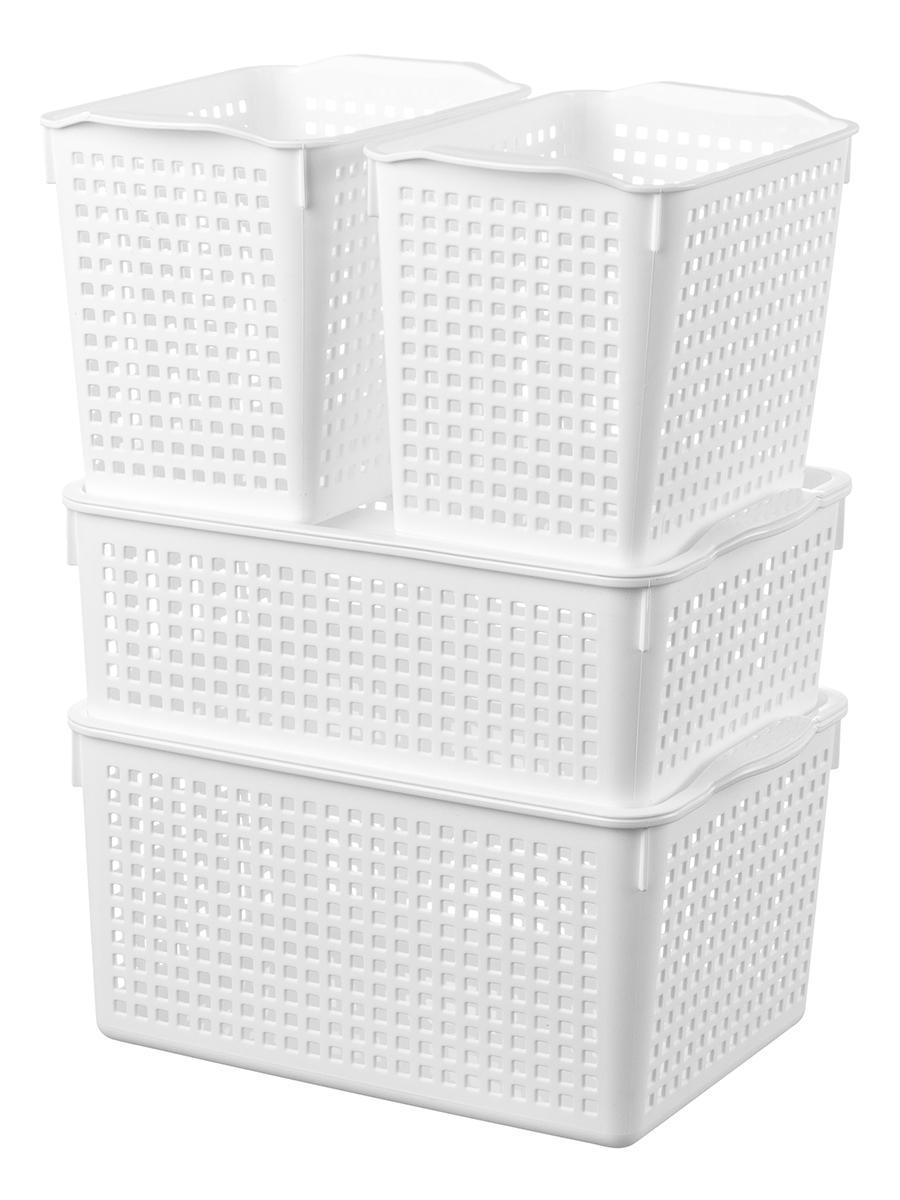 Изображение товара Комплект из 4 пластиковых корзин серии Лофт VIOLET белый для хранения