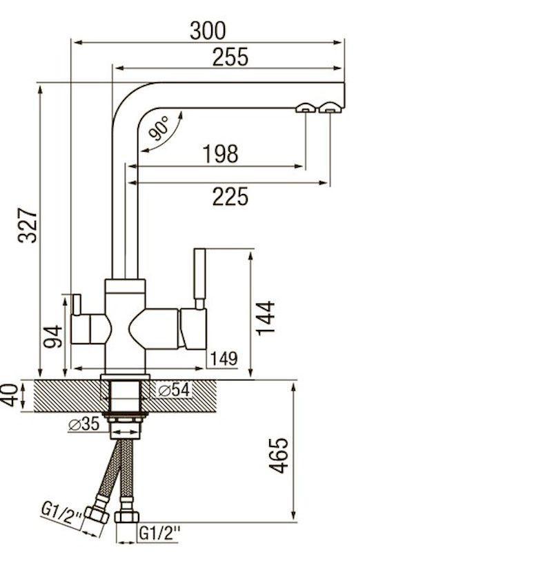 Изображение товара Смеситель TOPZERO Alphons 93 BR с высоким изливом и каналом для питьевой воды