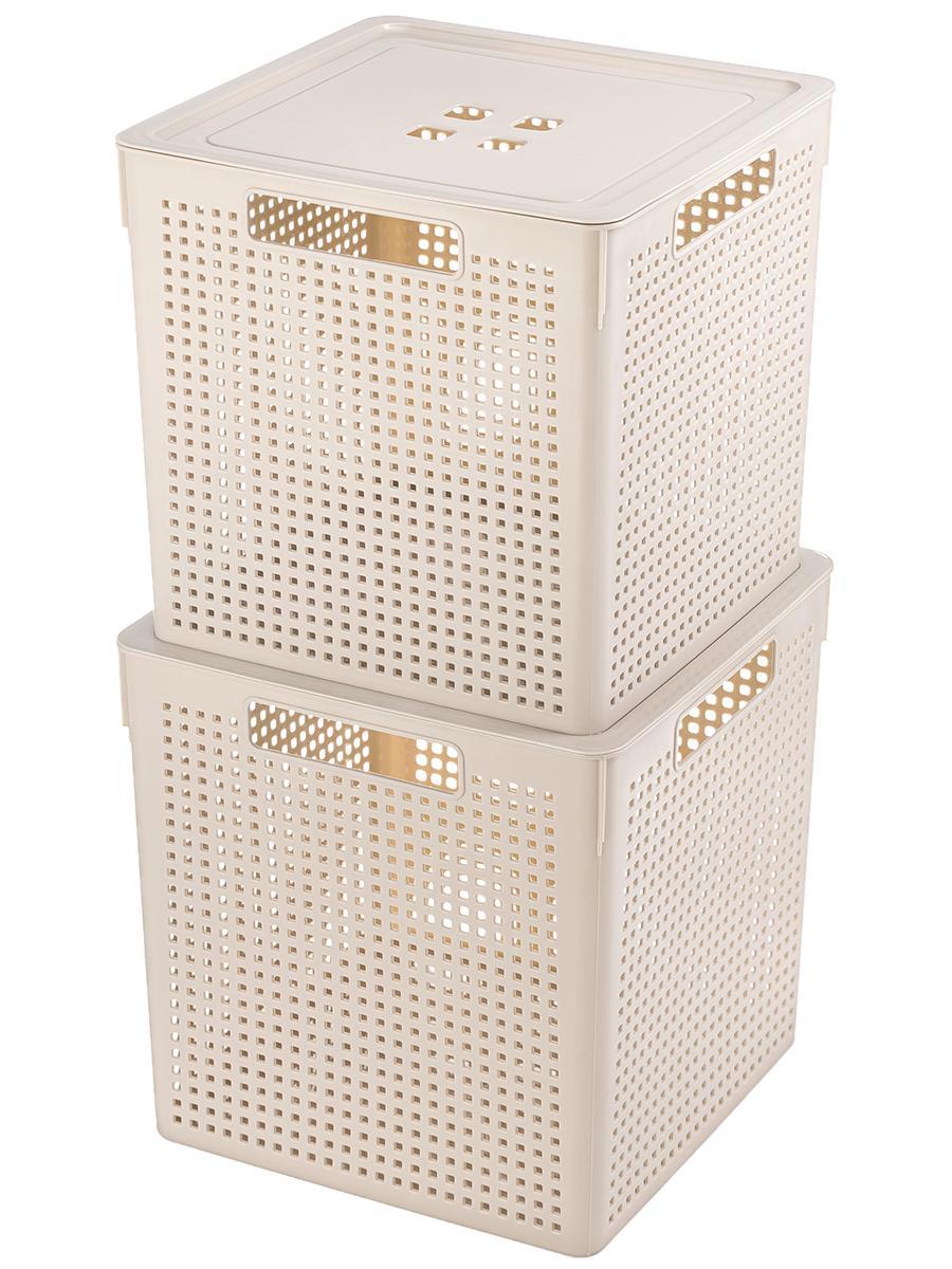 Изображение товара Практичный набор из 2 коробок серии Лофт VIOLET 23 л из полипропилена для хранения